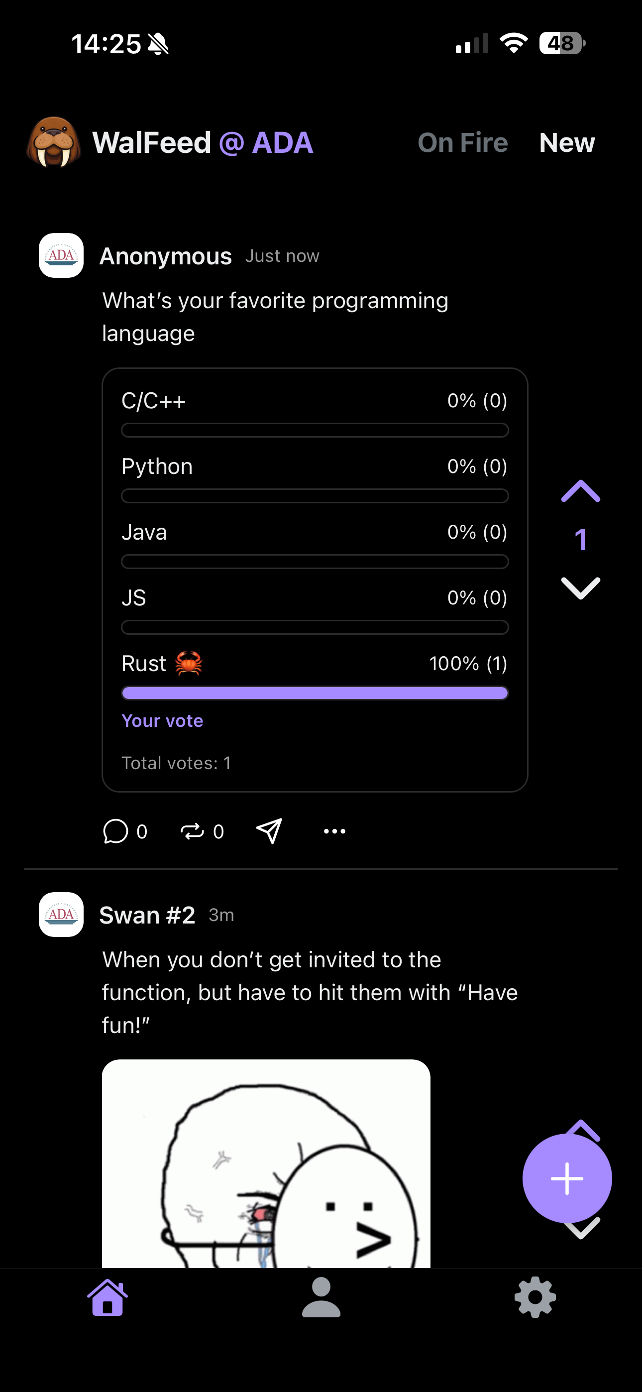 WalFeed profile view